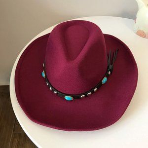 Red, Marron Western Cowboy, Cowgirl Hat,‎ Turquoise, Men Women Retro Wide Brim